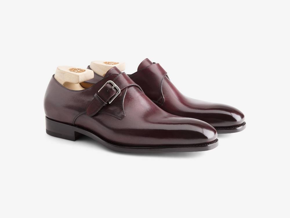 Paolo Sartori ART. 617 Mono Fibbia in pelle Anticata Bordeaux In Vendita