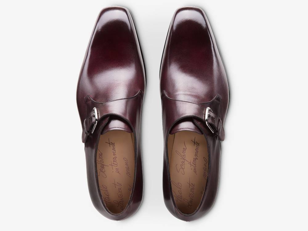 Paolo Sartori ART. 617 Mono Fibbia in pelle Anticata Bordeaux In Vendita