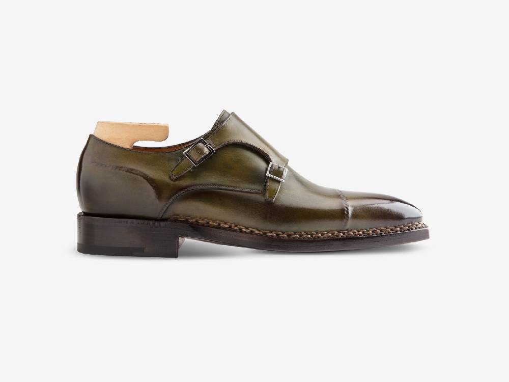 Paolo Sartori Art. 742 Monkstrap in Antiqued Bosco Leather Vendita Economica