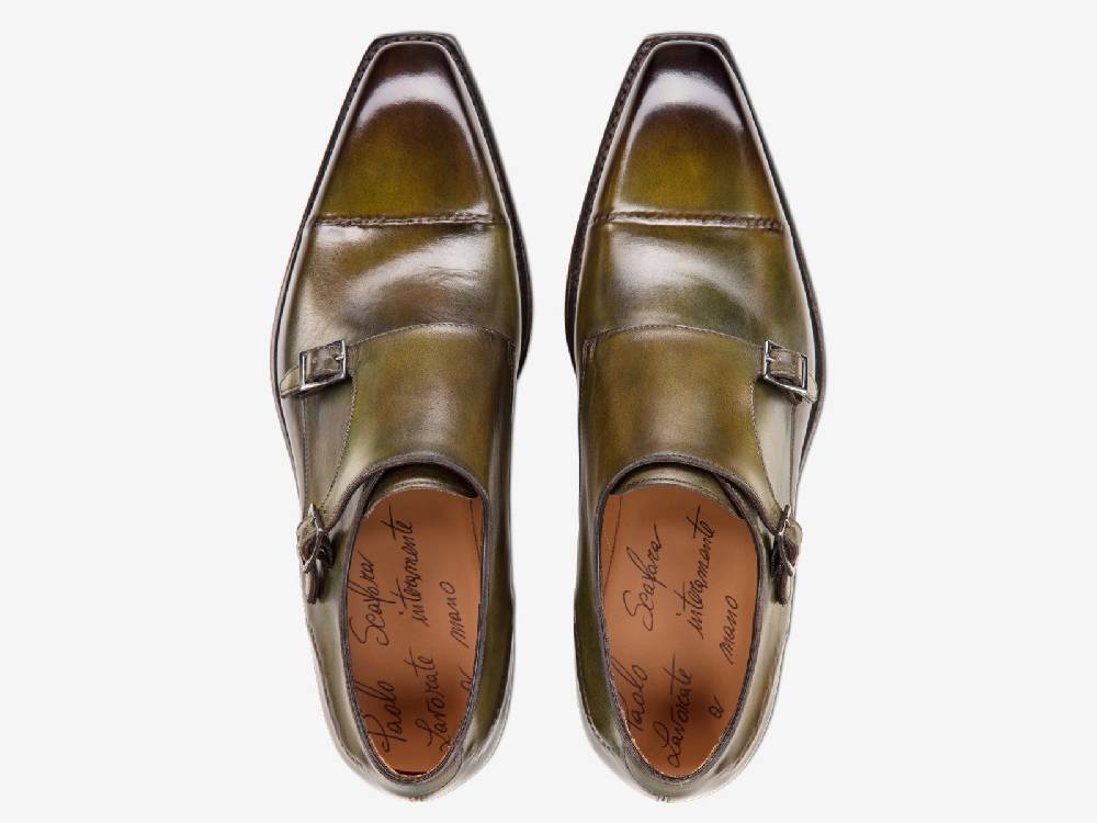 Paolo Sartori Art. 742 Monkstrap in Antiqued Bosco Leather Vendita Economica