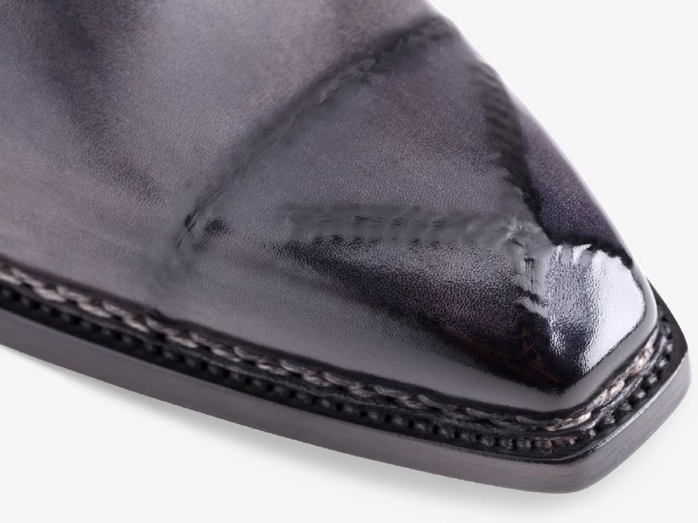 Paolo Sartori Art. 793 Monkstrap in Antiqued Grigio Leather Saldi Di Fabbrica