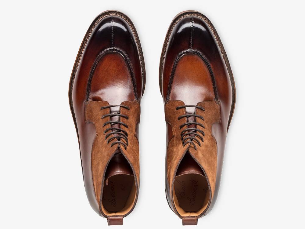 Paolo Sartori Art. 795 Boots in Antiqued Amalfi Leather In Linea