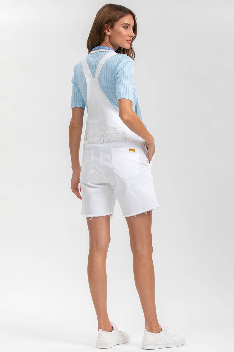 Pietro Brunelli VICTORIA | Salopette Premaman in Denim Bianco Qualità