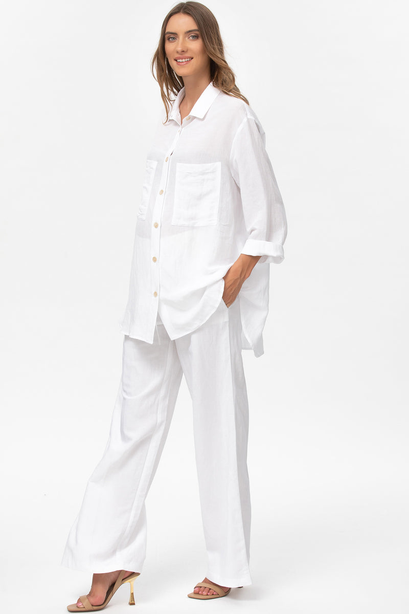 Pietro Brunelli JOSEPH | Pantaloni Premaman in Lino Bianchi Vendita
