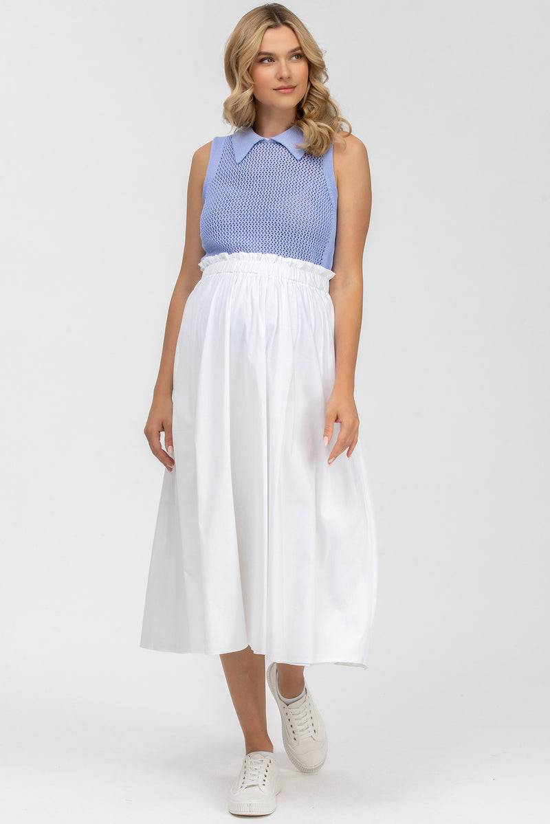 Pietro Brunelli OLIVIA | Gonna Premaman Midi Bianca in Cotone Vendita Calda