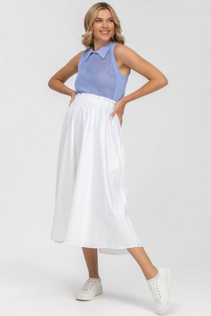 Pietro Brunelli OLIVIA | Gonna Premaman Midi Bianca in Cotone Vendita Calda