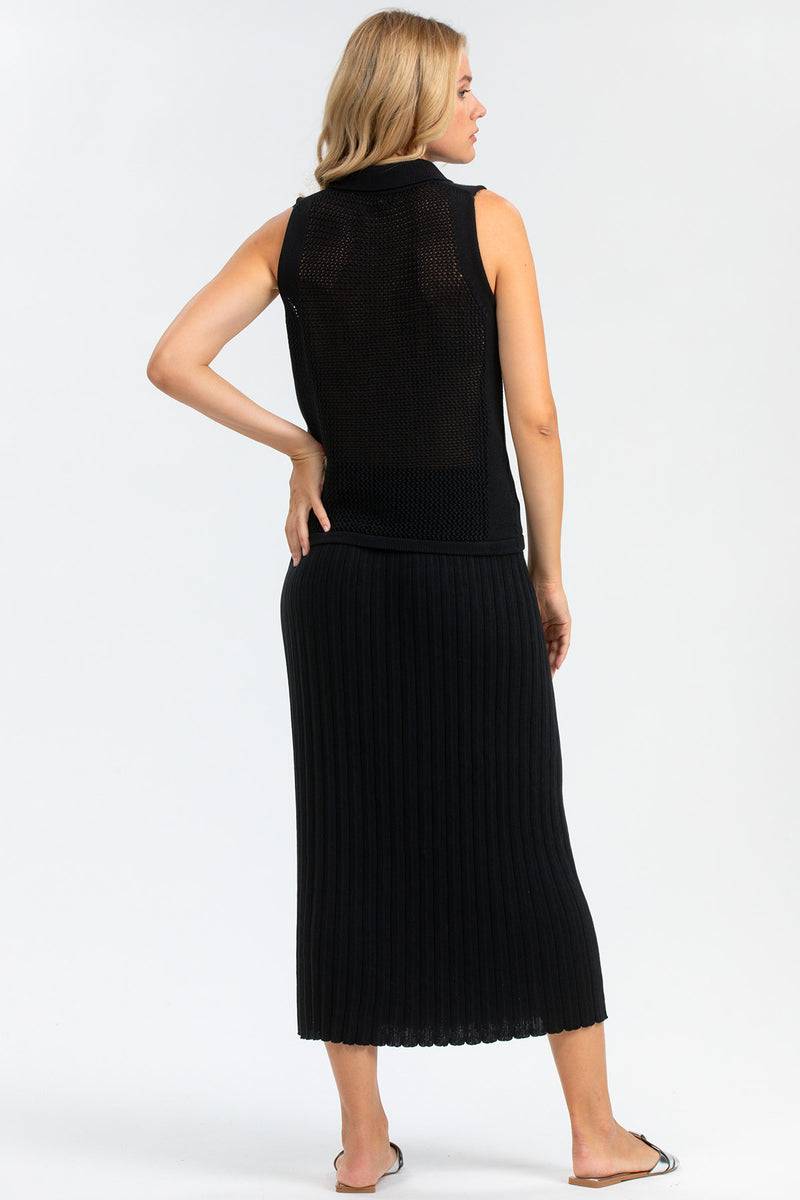 Pietro Brunelli LINDA | Top Smanicato Nero con Colletto Fino al 60% di sconto