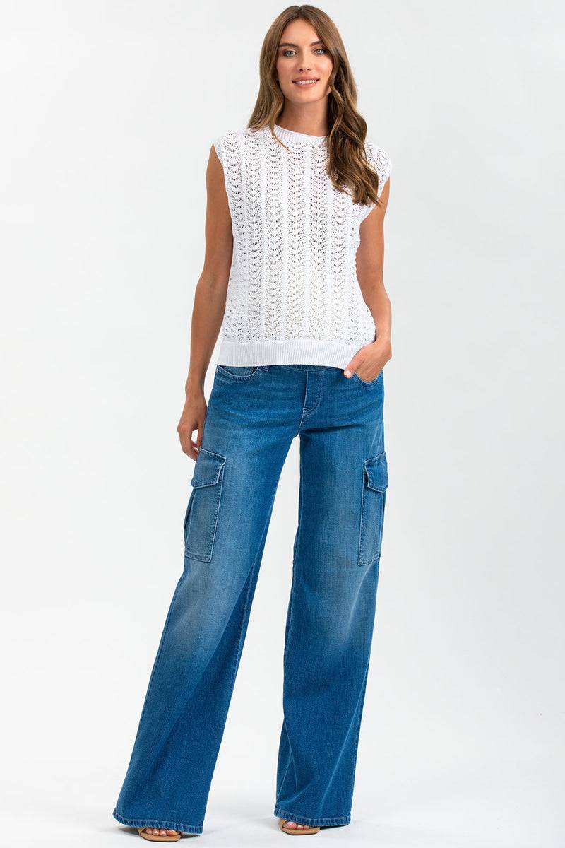 Pietro Brunelli WIDE LEG WA02 | Jeans Premaman a Gamba Larga con Tasche Laterali