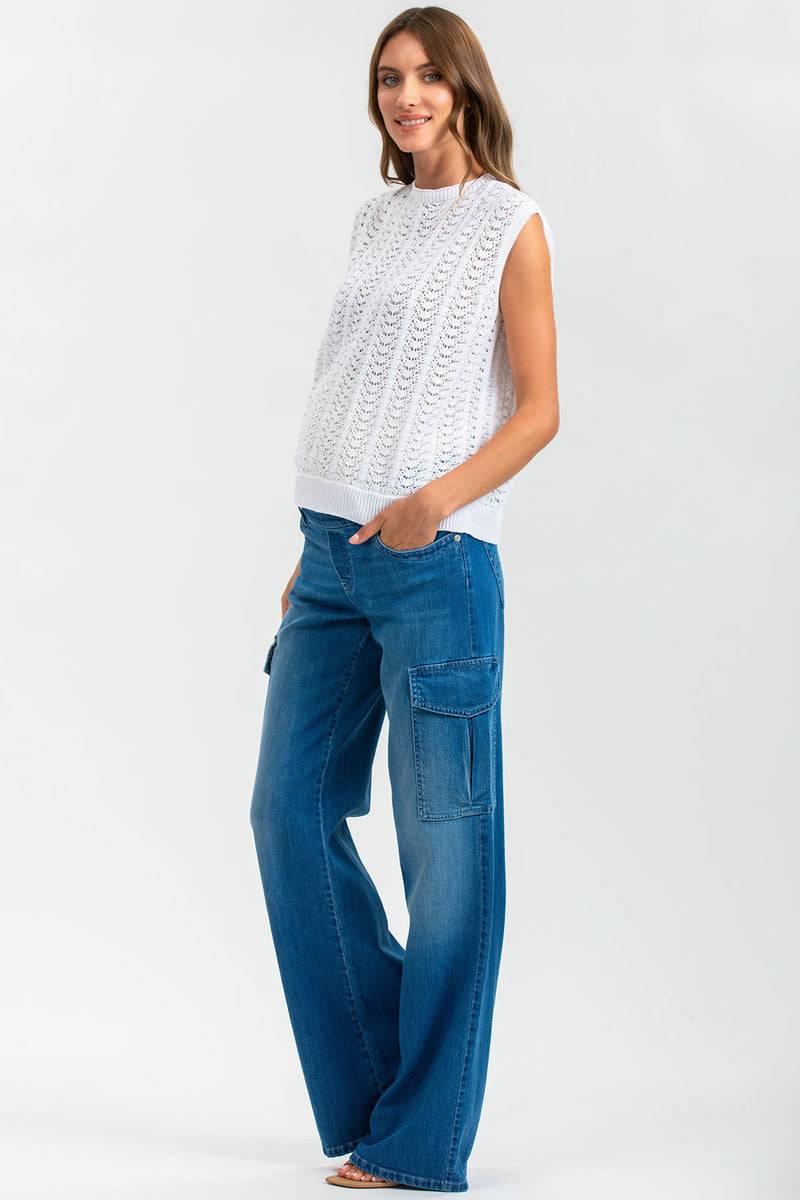 Pietro Brunelli WIDE LEG WA02 | Jeans Premaman a Gamba Larga con Tasche Laterali Vendite Flash