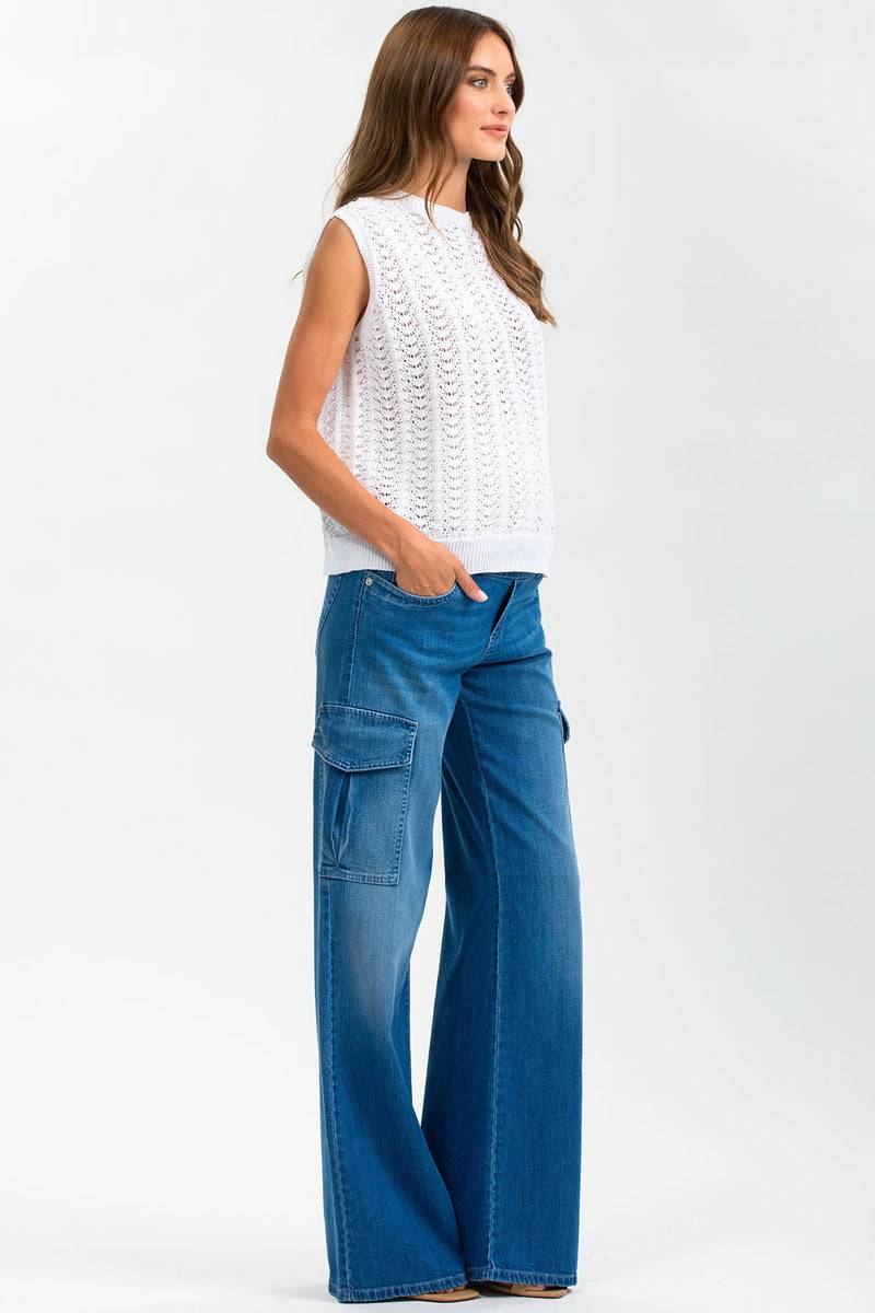 Pietro Brunelli WIDE LEG WA02 | Jeans Premaman a Gamba Larga con Tasche Laterali Vendite Flash