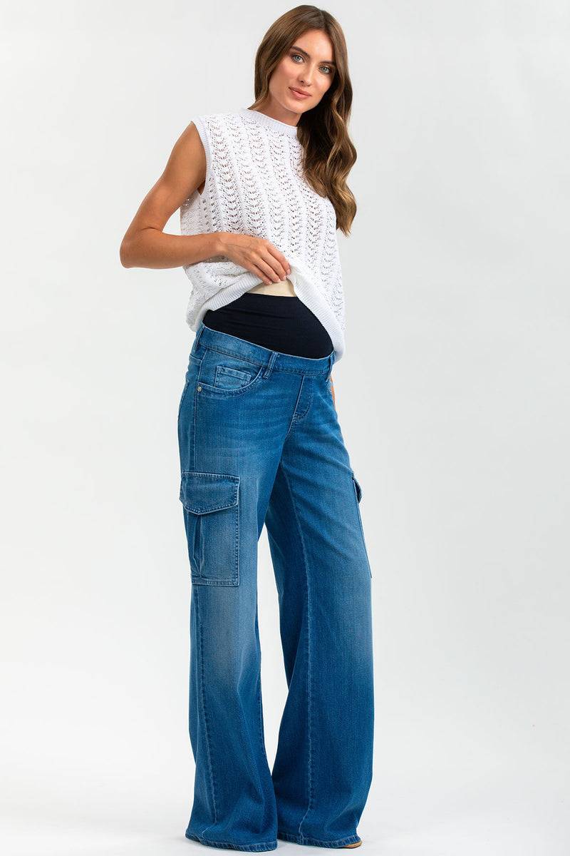 Pietro Brunelli WIDE LEG WA02 | Jeans Premaman a Gamba Larga con Tasche Laterali Vendite Flash