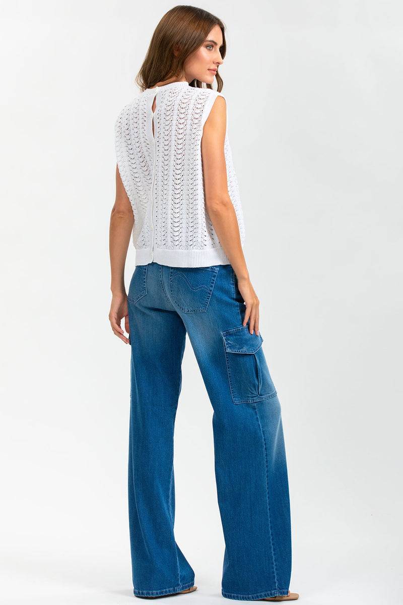 Pietro Brunelli WIDE LEG WA02 | Jeans Premaman a Gamba Larga con Tasche Laterali Vendite Flash