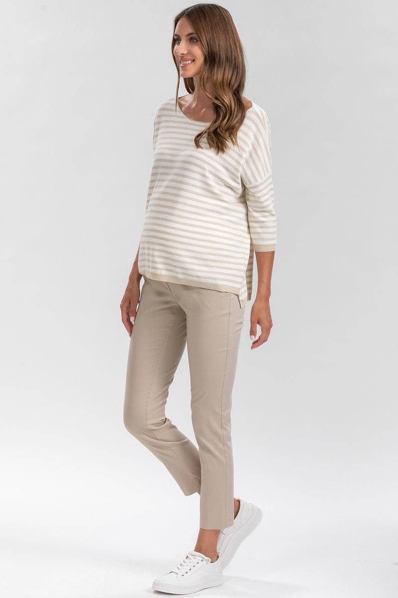 Pietro Brunelli ELWOOD | Pantaloni Premaman Elasticizzati Beige In Saldo