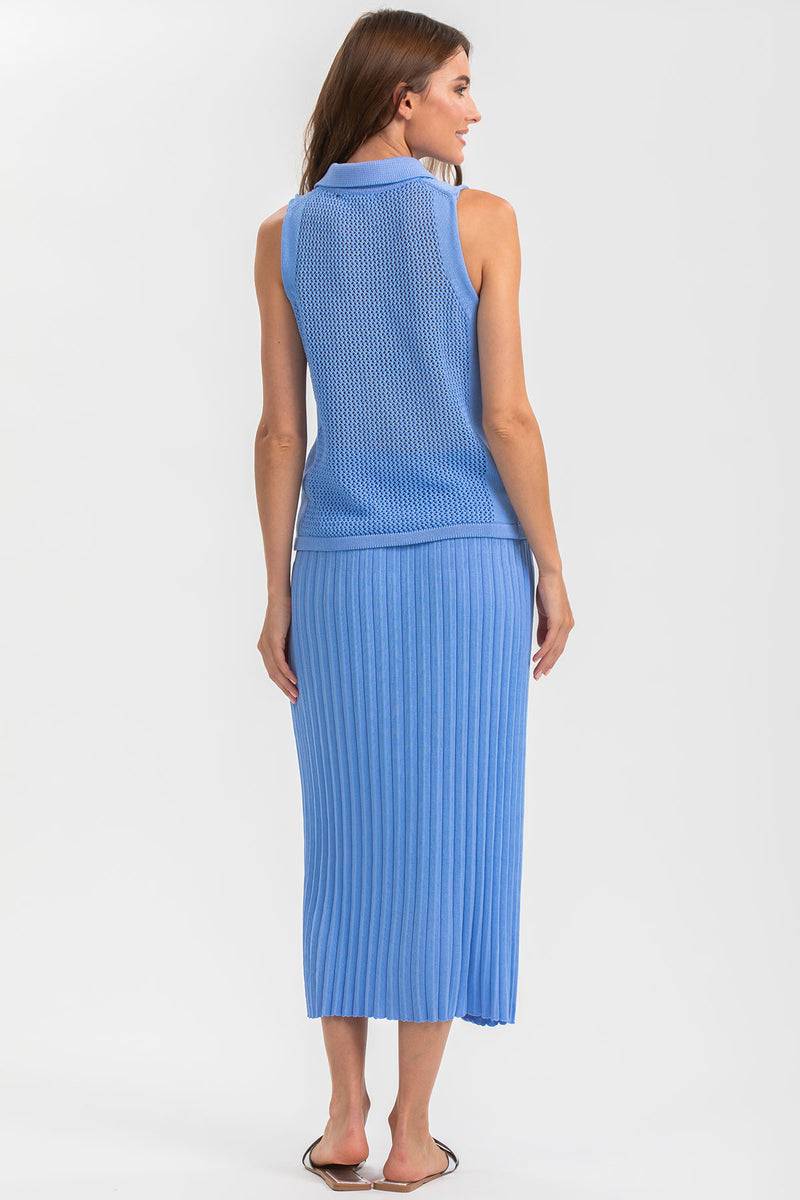 Pietro Brunelli LINDA | Top Smanicato Blu con Colletto Nuovo
