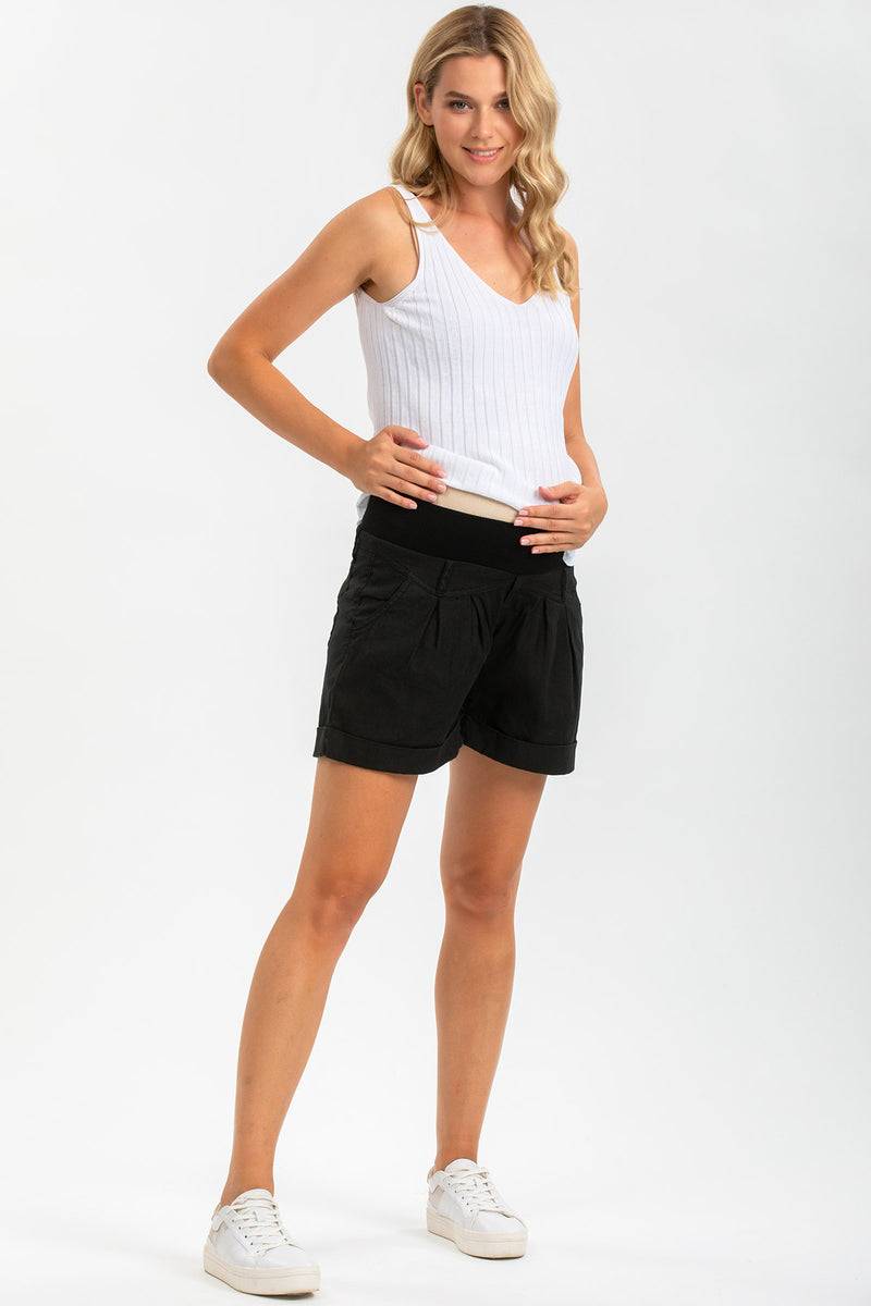 Pietro Brunelli MINI SHORT IN LINO | Pantaloncini Premaman Neri Promozione Limitata