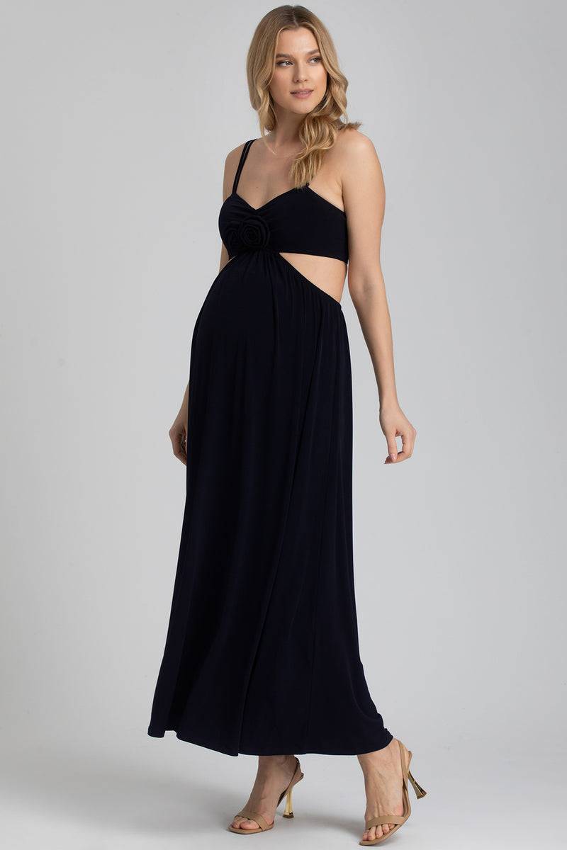 Pietro Brunelli SELENA | Abito Premaman da Sera Blu Scuro con Cut-Out