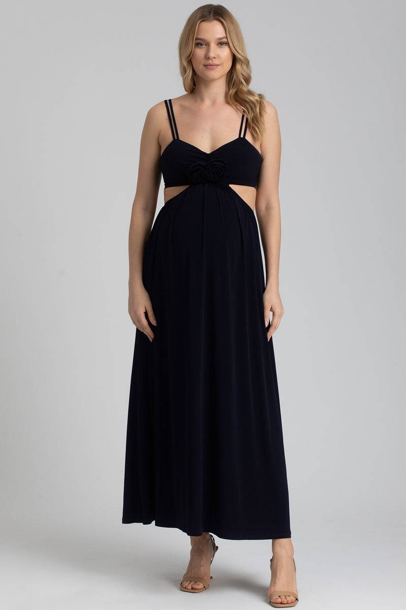 Pietro Brunelli SELENA | Abito Premaman da Sera Blu Scuro con Cut-Out Sottocosto