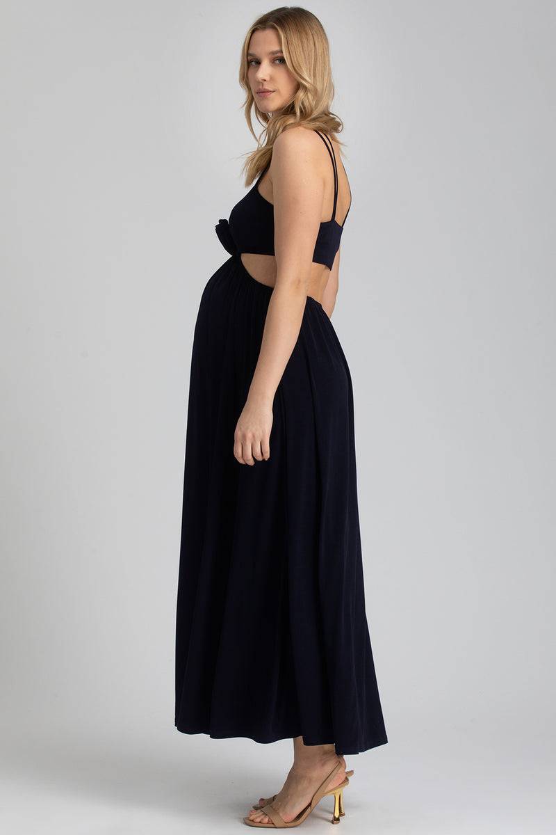 Pietro Brunelli SELENA | Abito Premaman da Sera Blu Scuro con Cut-Out Sottocosto