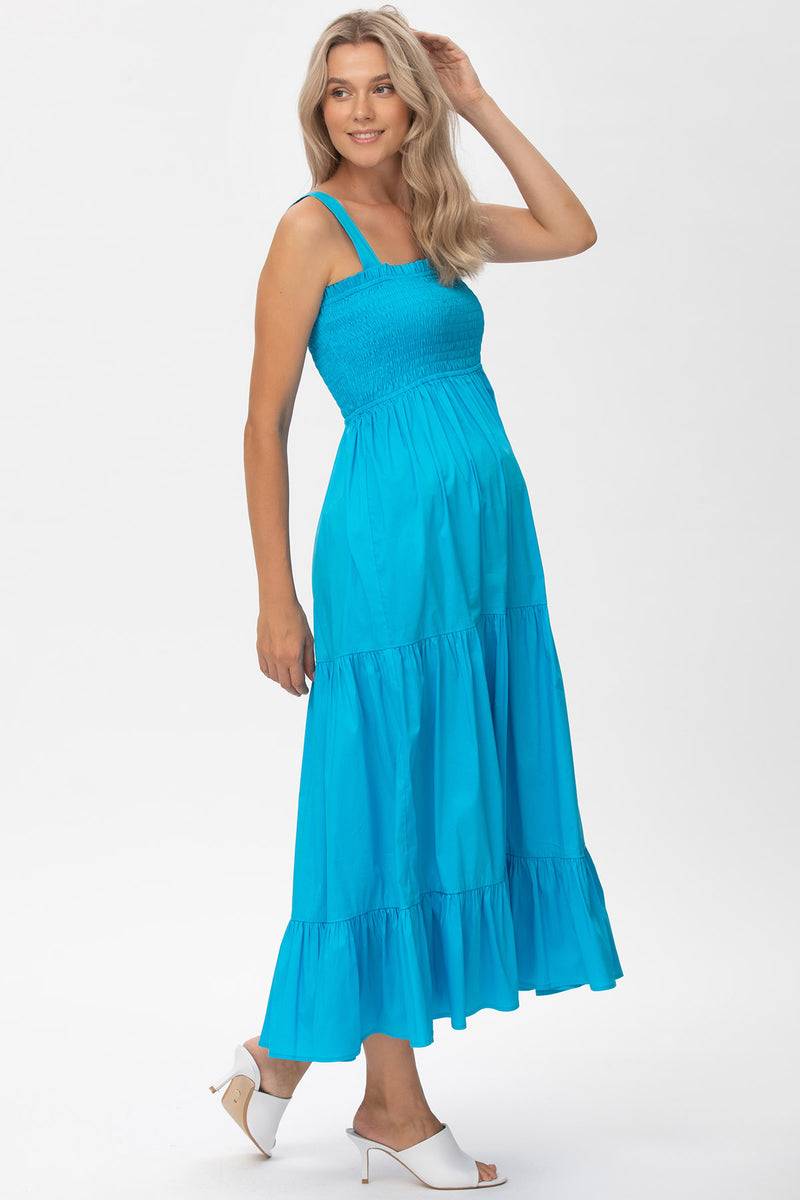 Pietro Brunelli HOLLY | Abito Premaman Lungo in Cotone Blu Saldi