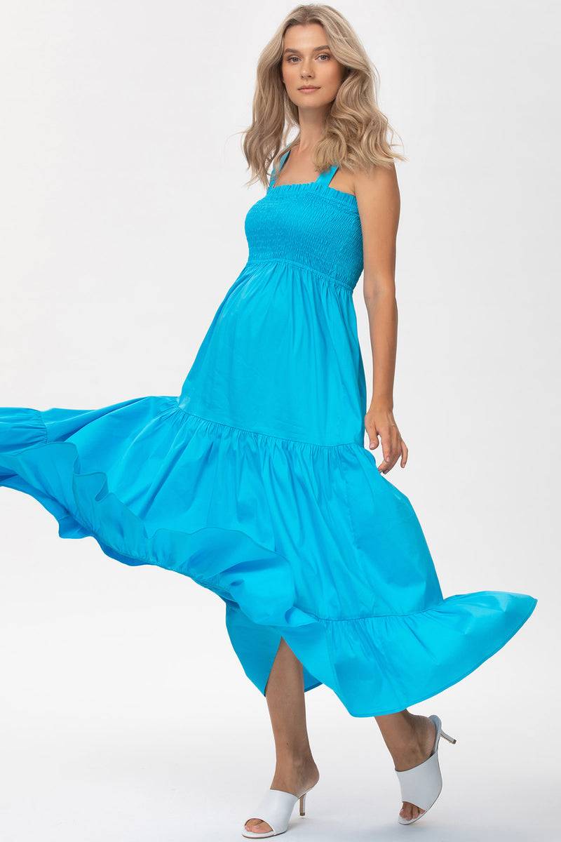 Pietro Brunelli HOLLY | Abito Premaman Lungo in Cotone Blu Saldi