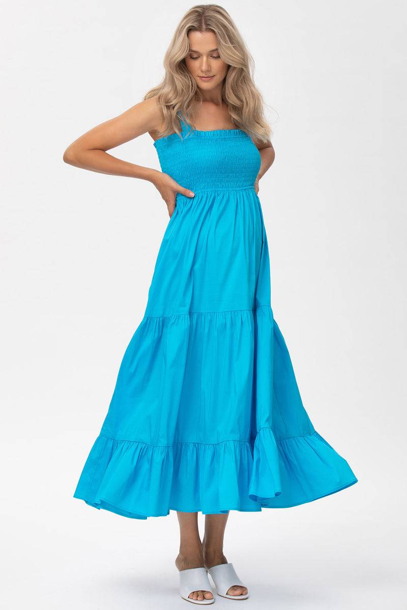 Pietro Brunelli HOLLY | Abito Premaman Lungo in Cotone Blu Saldi