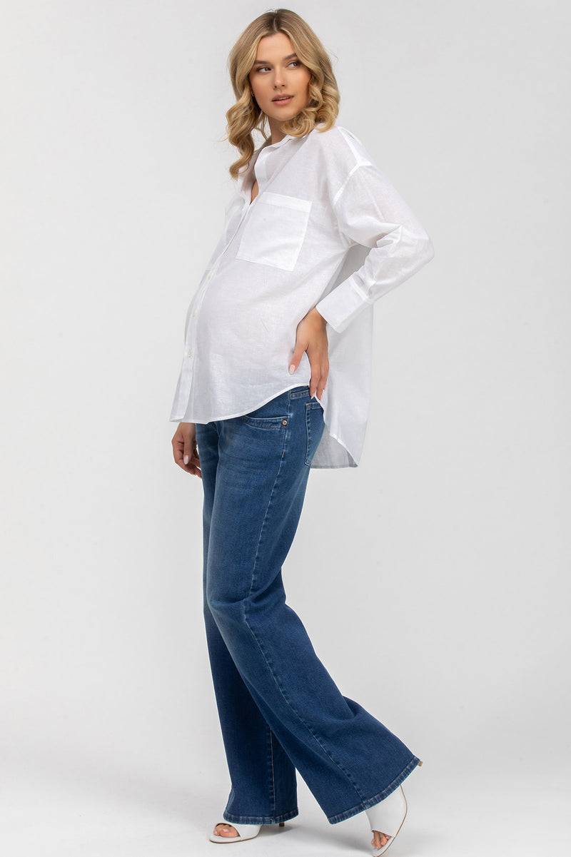 Pietro Brunelli SOPHIA POCKET | Camicia Premaman Oversize con Tasche Frontali in Lino Bianca Vendita Calda