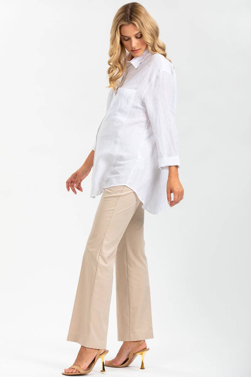 Pietro Brunelli KEVIN | Pantaloni Premaman Beige a Gamba Svasata Vendita Economica