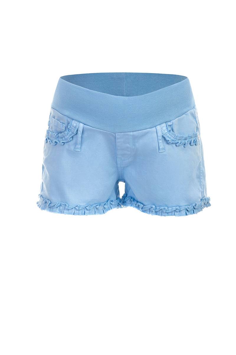 Pietro Brunelli BONNIE MINI SHORTS AZZURO | Pantaloncini Premaman in Cotone Shopping Online