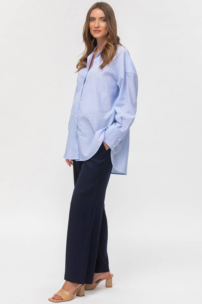 Pietro Brunelli WARREN | Pantaloni Premaman a Gamba Larga Blu Presa