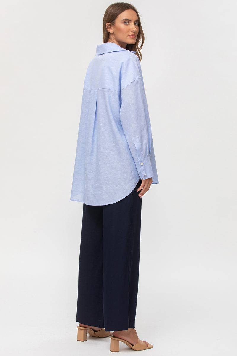 Pietro Brunelli WARREN | Pantaloni Premaman a Gamba Larga Blu Presa