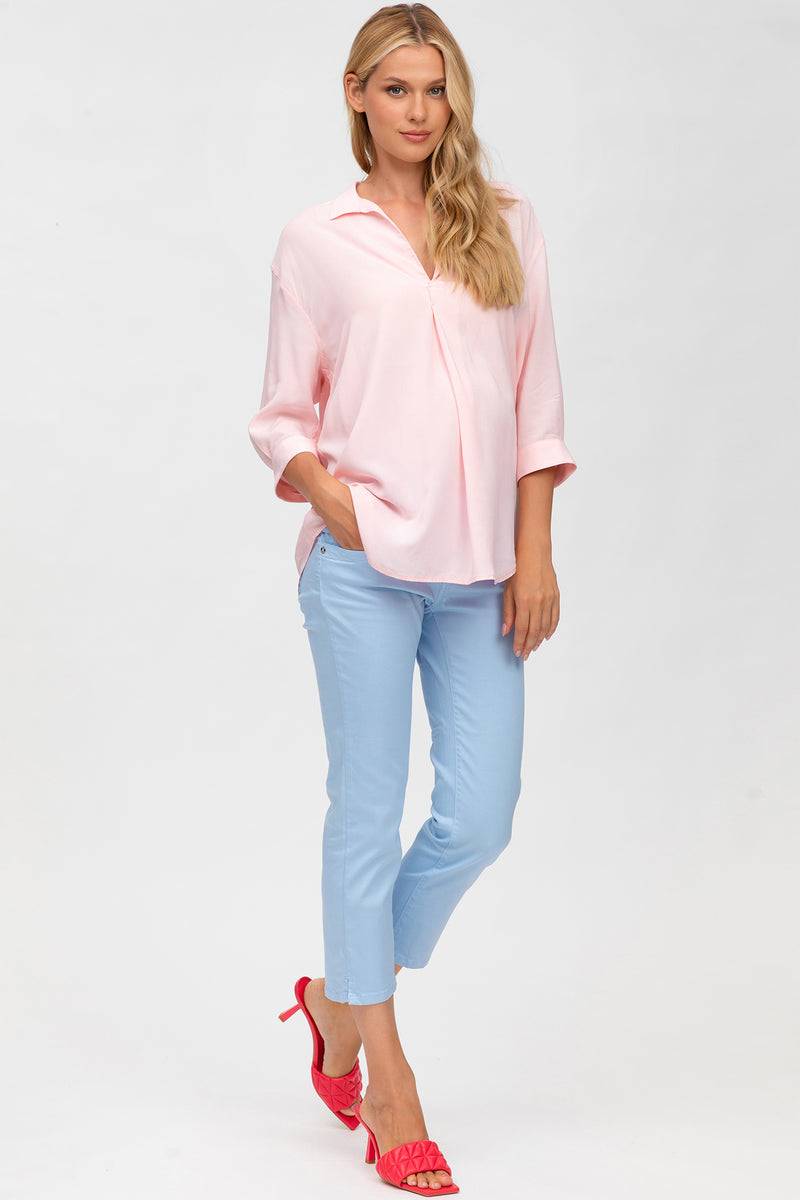 Pietro Brunelli CAPRI AZZURO | Pantaloni Premaman in Cotone Elasticizzato Hotsell