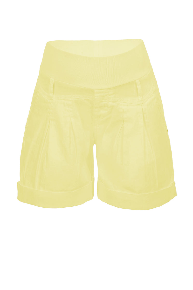 Pietro Brunelli MINI SHORT IN LINO | Pantaloncini Premaman Gialli I Più Venduti