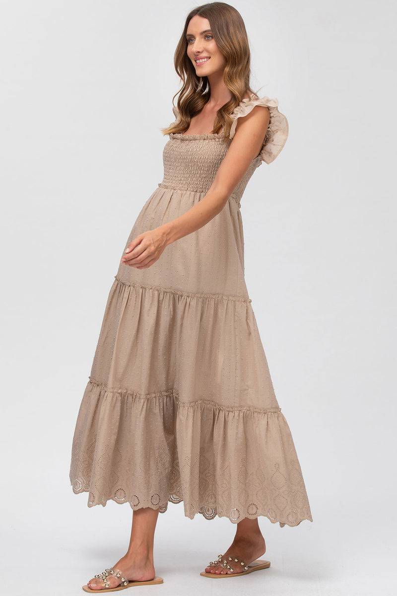 Pietro Brunelli CLOÉ | Abito Premaman Lungo in Cotone Beige Negozio