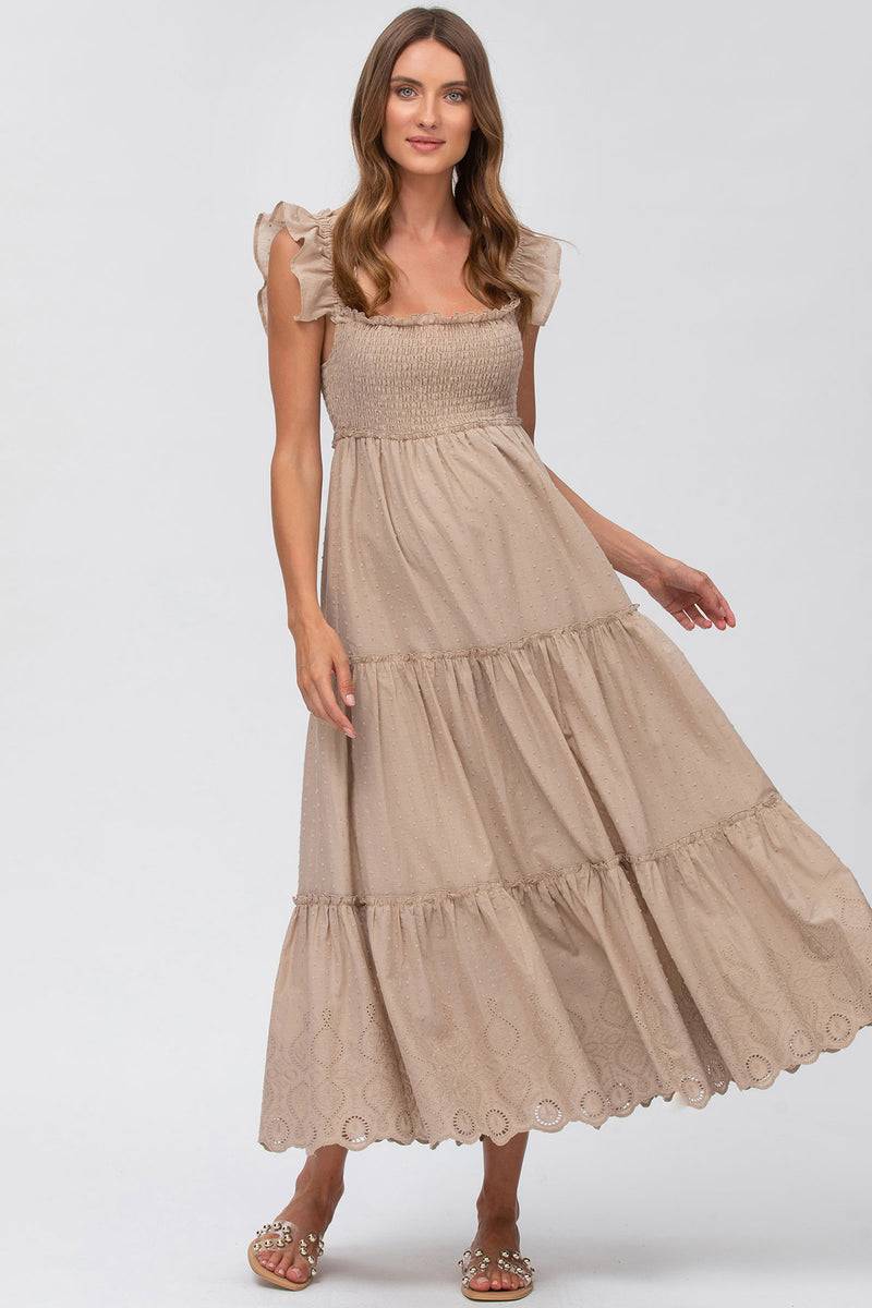 Pietro Brunelli CLOÉ | Abito Premaman Lungo in Cotone Beige Negozio