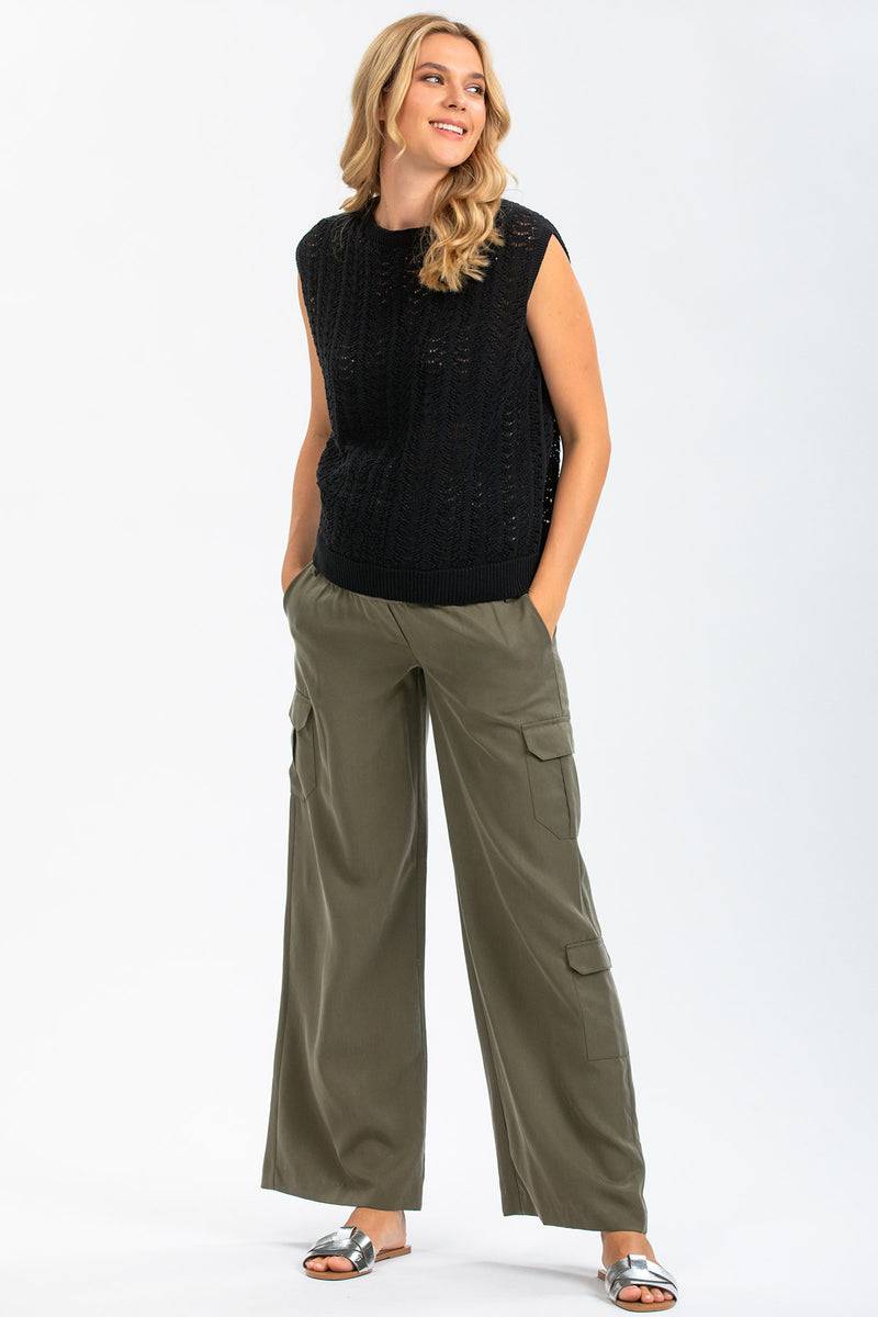 Pietro Brunelli CHARLIE | Pantaloni Premaman Stile Cargo in Tencel Offerte speciali