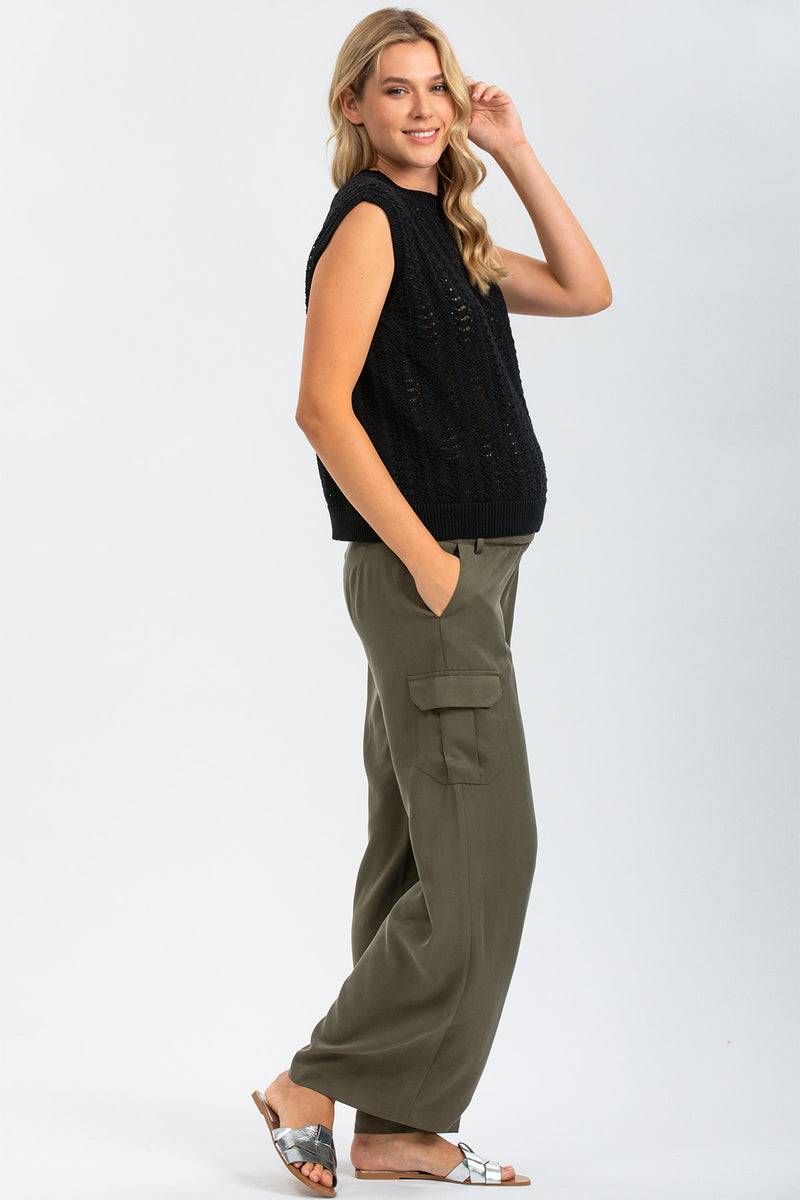 Pietro Brunelli CHARLIE | Pantaloni Premaman Stile Cargo in Tencel Offerte speciali