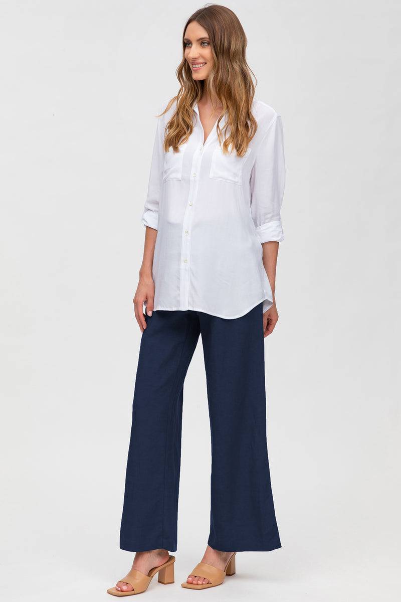 Pietro Brunelli JOSEPH | Pantaloni Premaman in Lino Blu Vendita