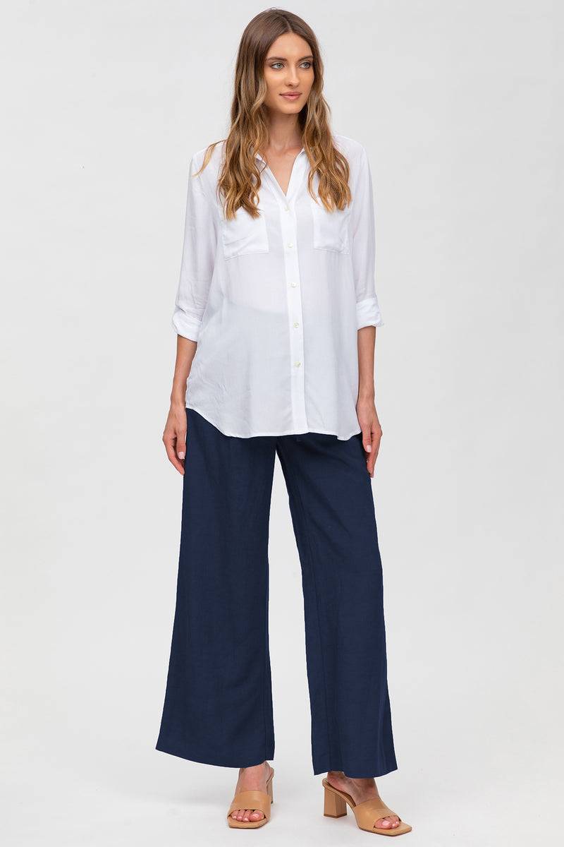 Pietro Brunelli JOSEPH | Pantaloni Premaman in Lino Blu Vendita