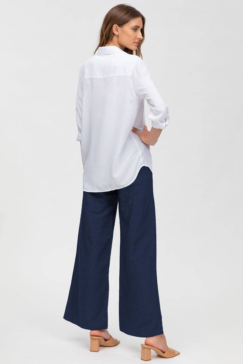 Pietro Brunelli JOSEPH | Pantaloni Premaman in Lino Blu Vendita