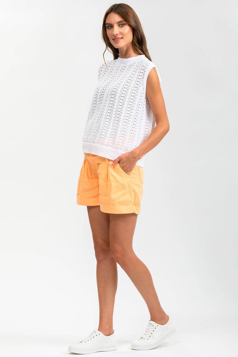 Pietro Brunelli MINI SHORT IN LINO | Pantaloncini Premaman Arancioni Spedizione Gratuita