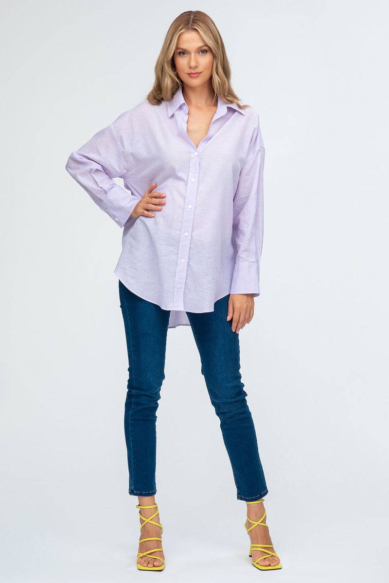Pietro Brunelli SOPHIA | Camicia Premaman Oversize in Lino Lilla Esporta salva
