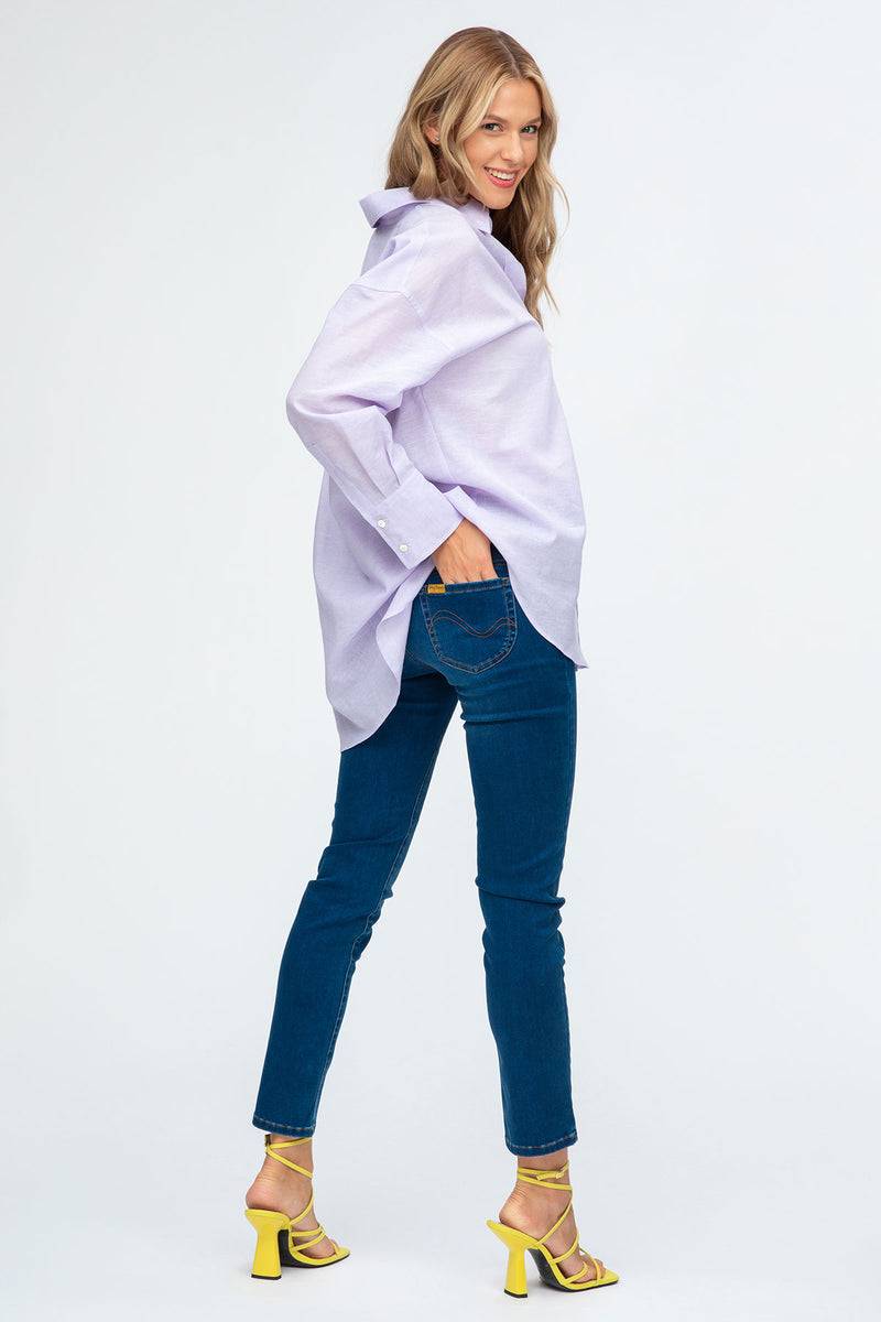 Pietro Brunelli SOPHIA | Camicia Premaman Oversize in Lino Lilla Esporta salva