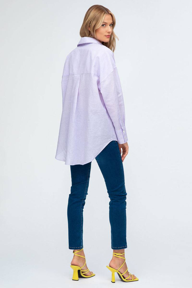 Pietro Brunelli SOPHIA | Camicia Premaman Oversize in Lino Lilla Esporta salva