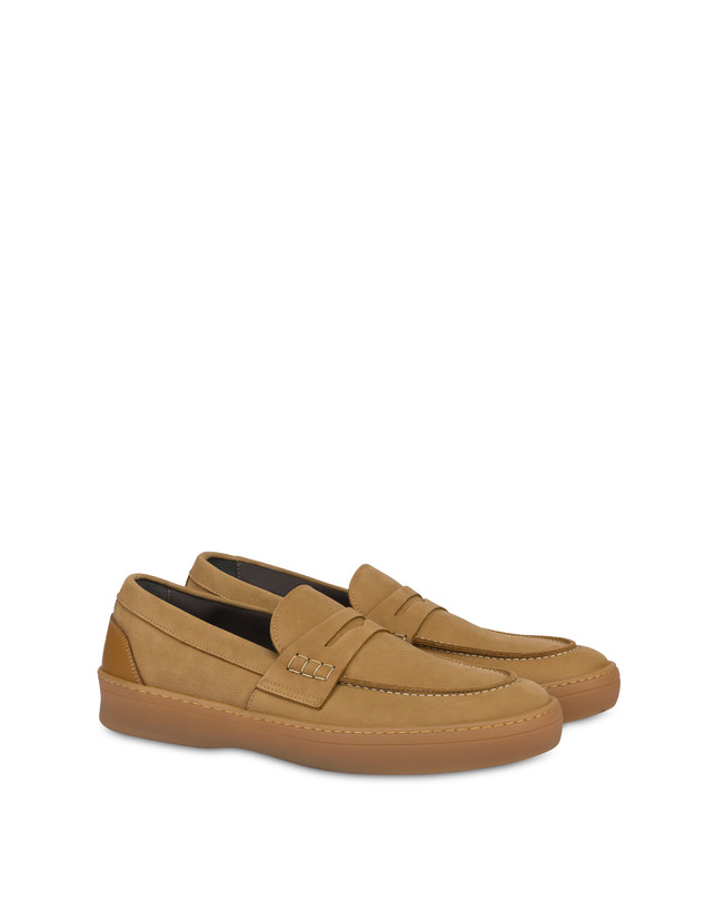 Pollini Mocassini In Nabuk Idro Hunter Cammello/cuoio Vendita Economica