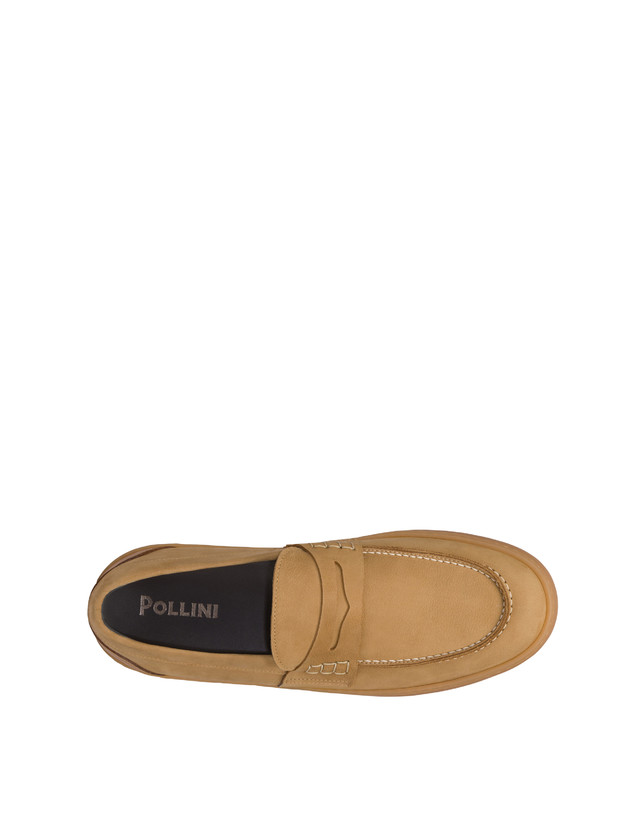Pollini Mocassini In Nabuk Idro Hunter Cammello/cuoio Vendita Economica