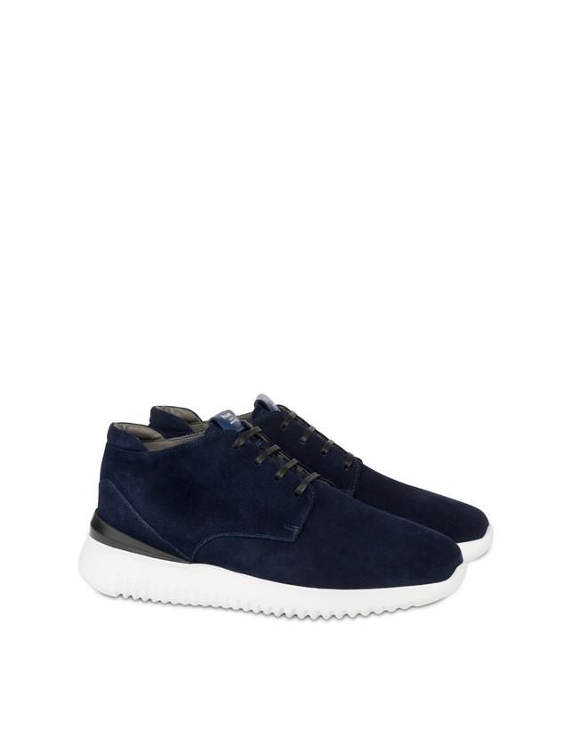 Pollini Desert Boot In Crosta Norfolk Blu Saldi Di Fabbrica