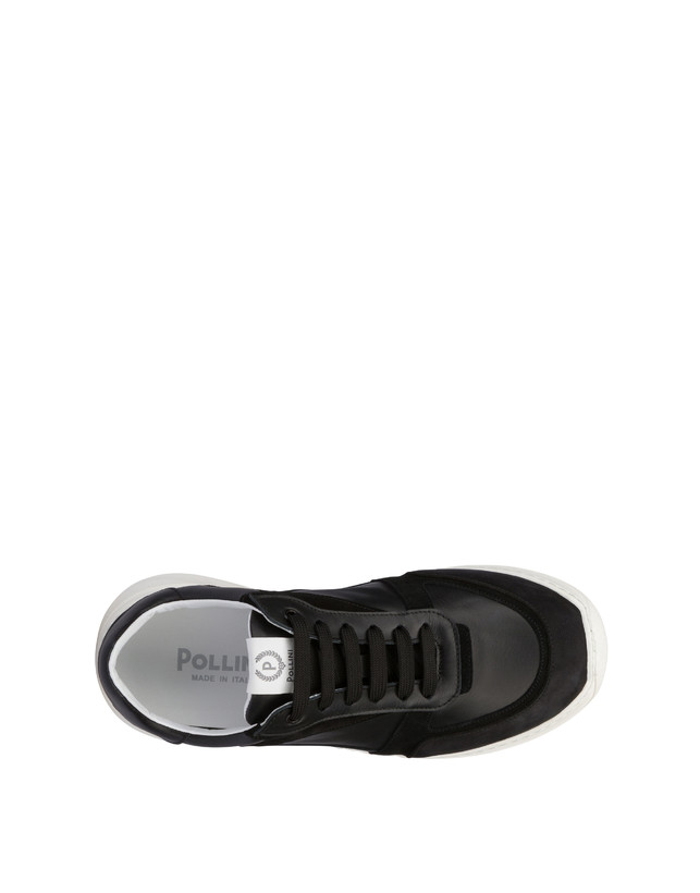Pollini Sneakers In Vitello, Nabuk E Crosta Roomy Nero/nero/nero/nero/nero Vendite Flash