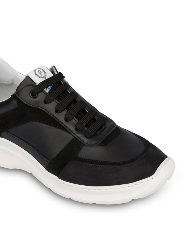 Pollini Sneakers In Vitello, Nabuk E Crosta Roomy Nero/nero/nero/nero/nero Vendite Flash