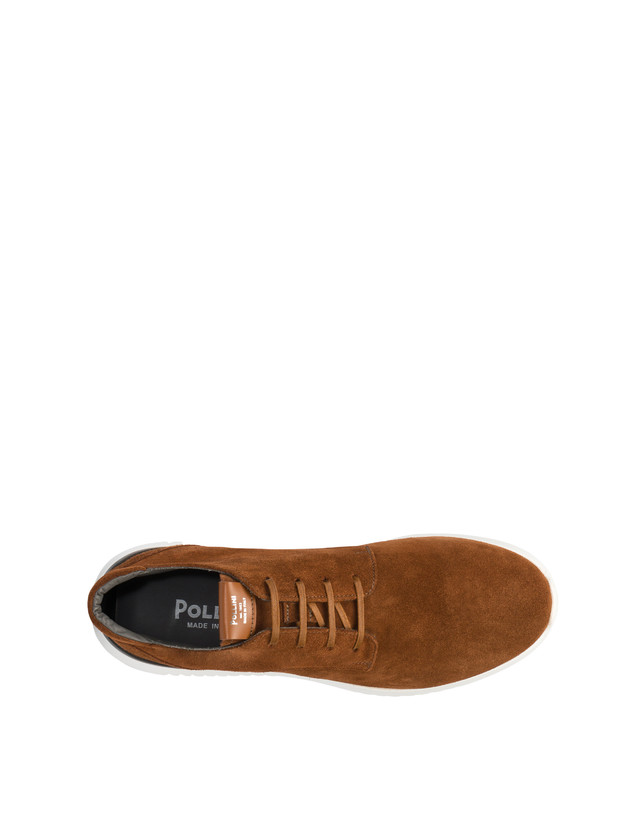 Pollini Desert Boot In Crosta Norfolk Cuoio In Saldo