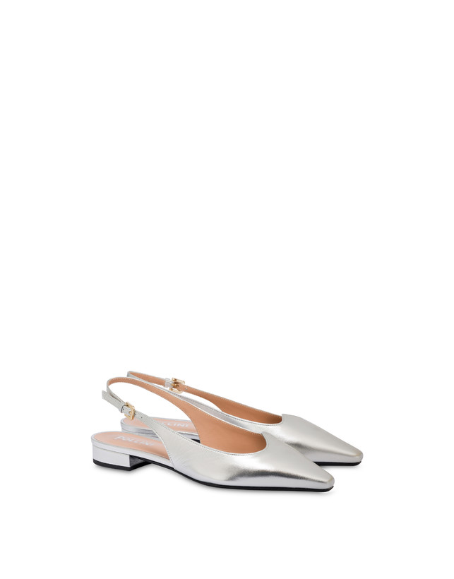 Pollini Ballerina In Nappa Laminata Wave Argento Economico